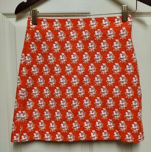 J Crew Womens Floral Orange Skirt Size 0 Petite